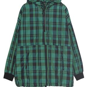 Zara Green and Black Plaid Hooded Jacket 1971/222/031 size L